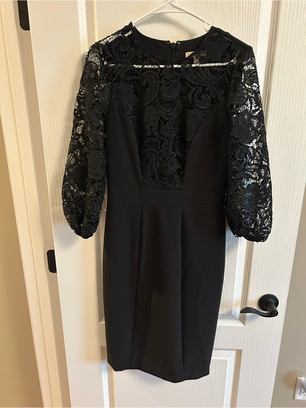 eva mendes for New York & Company Black Lace Sleeve Sheath Dress